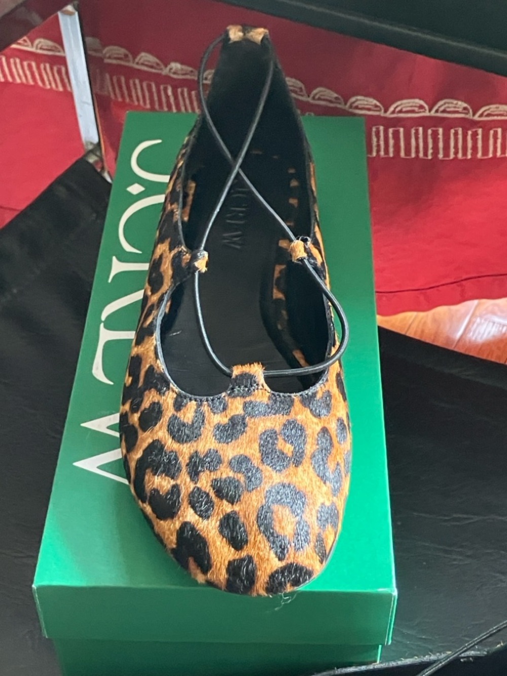 J. Crew Printed  Ballet Flats in Tan Leopard calf hair